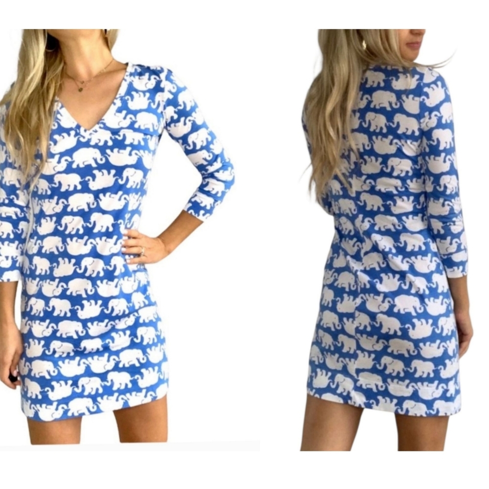 Lilly Pulitzer‎ Christie Dress Tusk In The Sun Bay Blue Elephant Print
